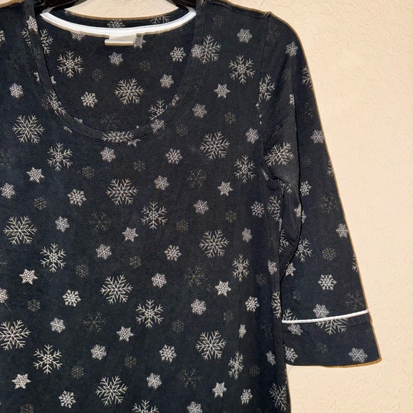 Soma Black Embraceable Snowflake Nightgown Sleep Dress Cotton Modal - Picture 5 of 8